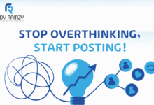Conquer the Fear of Posting with the motivational quote: "Stop overthinking and start posting." This simple mindset shift is the key to successfully grow your LinkedIn presence.