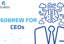 360Brew for CEOs thumbnail showing a confident leader standing before a LinkedIn-style AI network, symbolizing CEO visibility and influence in the new LinkedIn era.